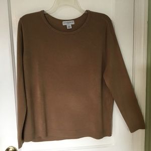 Sag Harbor Woman beige/tan basic sweater, long sleeve, size 2X, like new